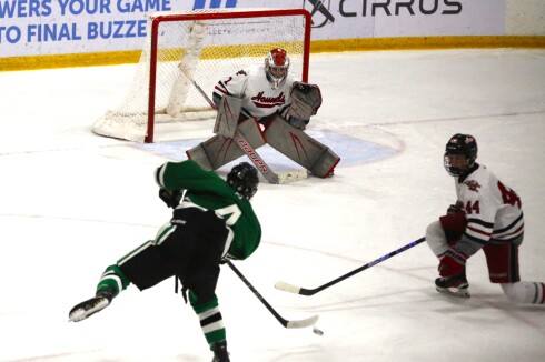 Boys playing hockey.