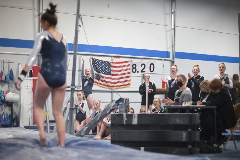 Bemidji competes against Alexandria in gymnastics