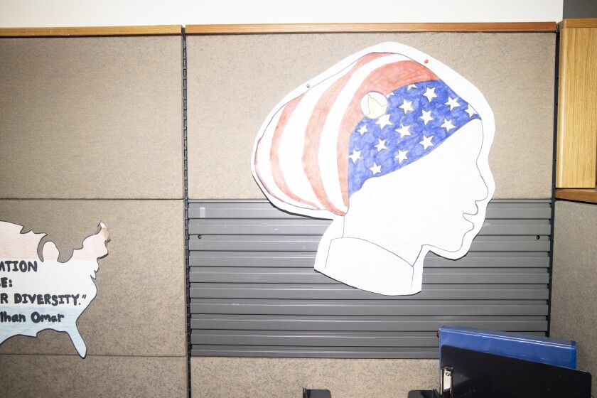 Cards and letters posted in Ilhan Omar's district office