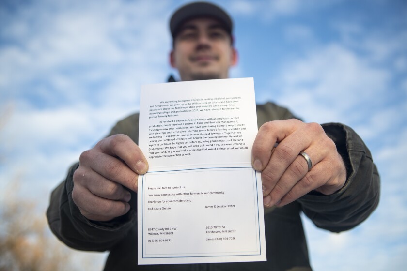RJ Orsten holds a letter on Tuesday, Jan. 18, 2022
