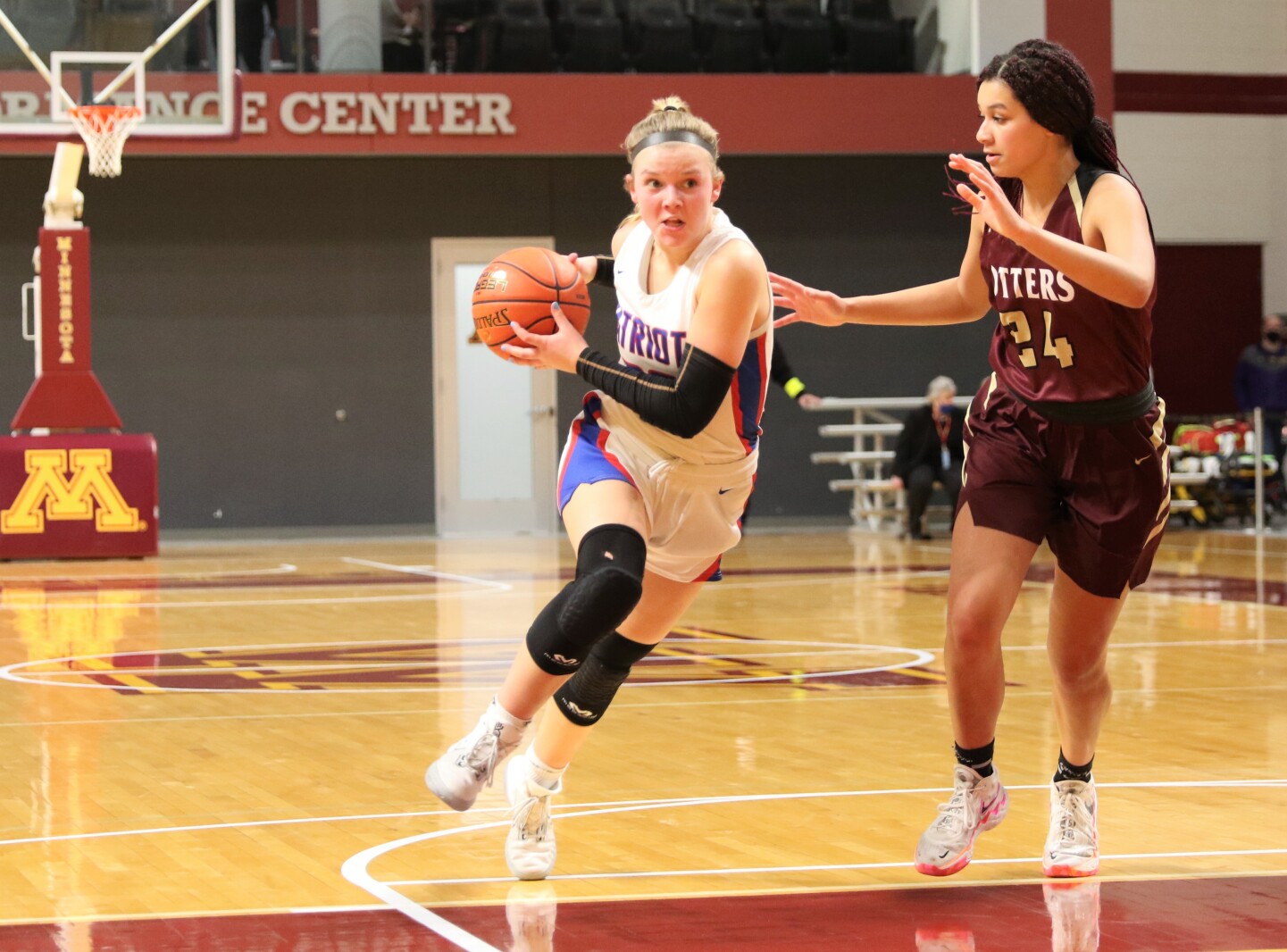 Pequot Lakes Patriots girls basketball during the 2022 Class 2A State Tournament.