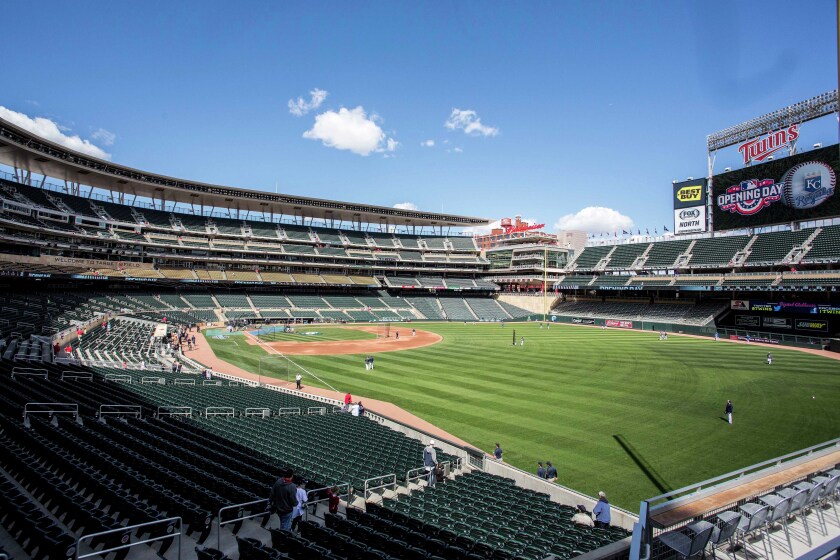 A general view of Target field on opening day before a game between the Minnesota Twins game. USA Today Sports