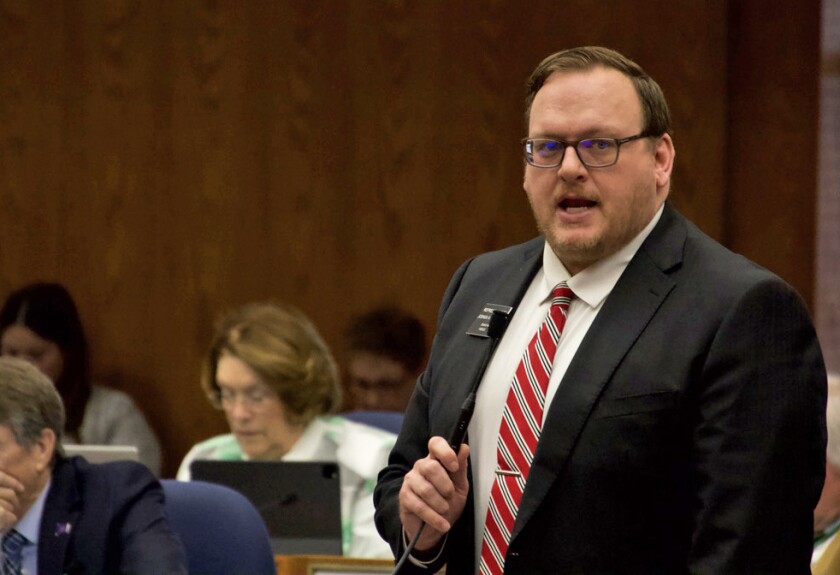 House Minority Leader Josh Boschee, D-Fargo, speaks on the House floor on Tuesday, April 25, 2023.