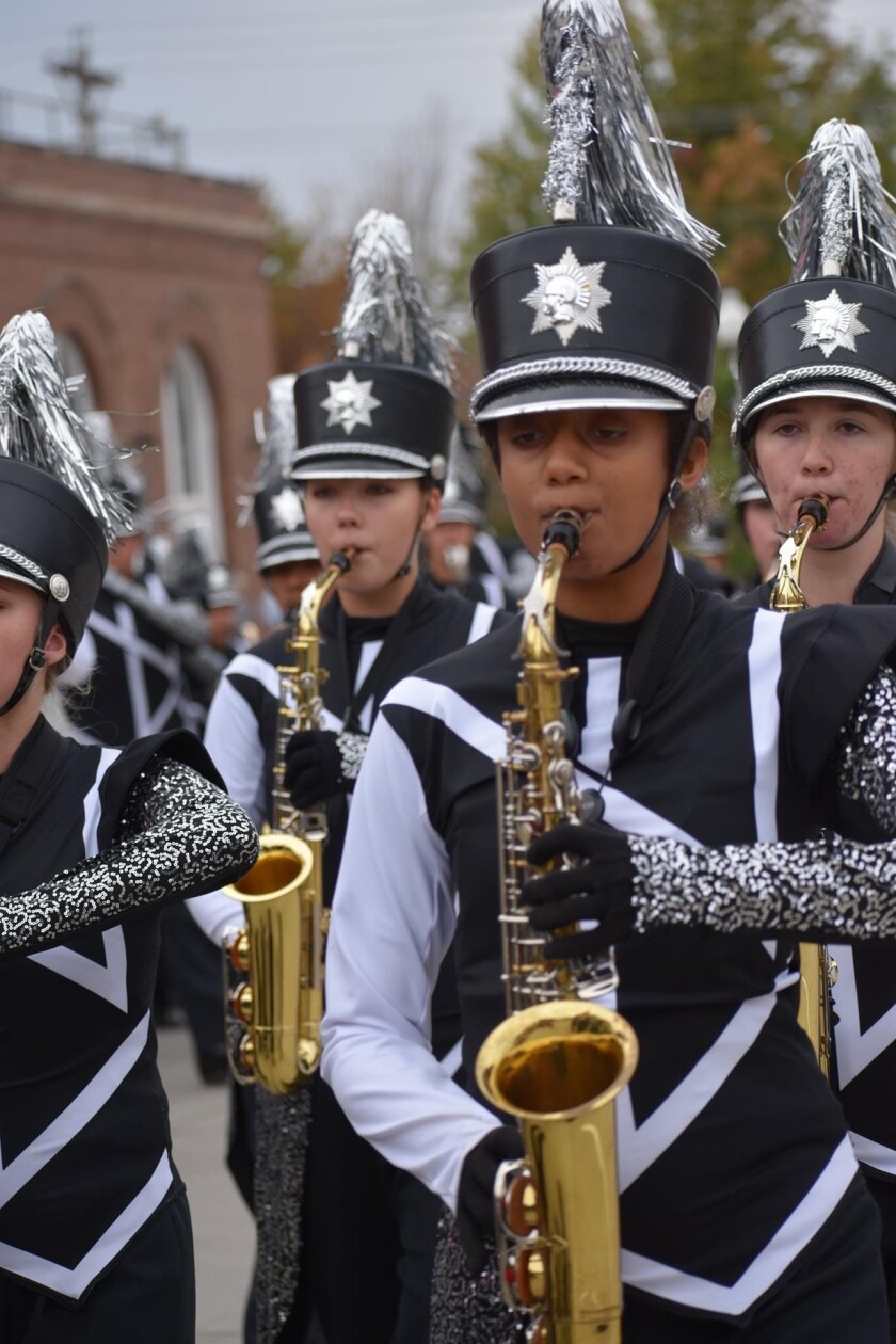 Adiyam Gebremedhin plays the alto saxophone in the Worthington High School marching band.