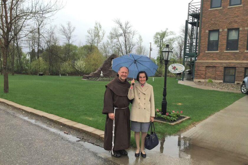 Fr. Joseph Christensen and Gianna Emanuela (first visit to SGMH) May 2015.jpg