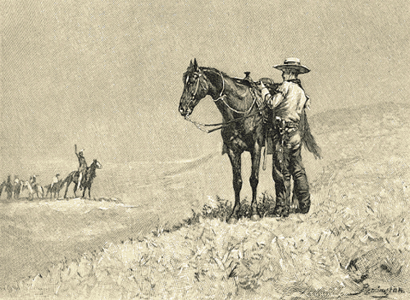 Roosevelt Standing Off Indians by Frederick Remington.gif