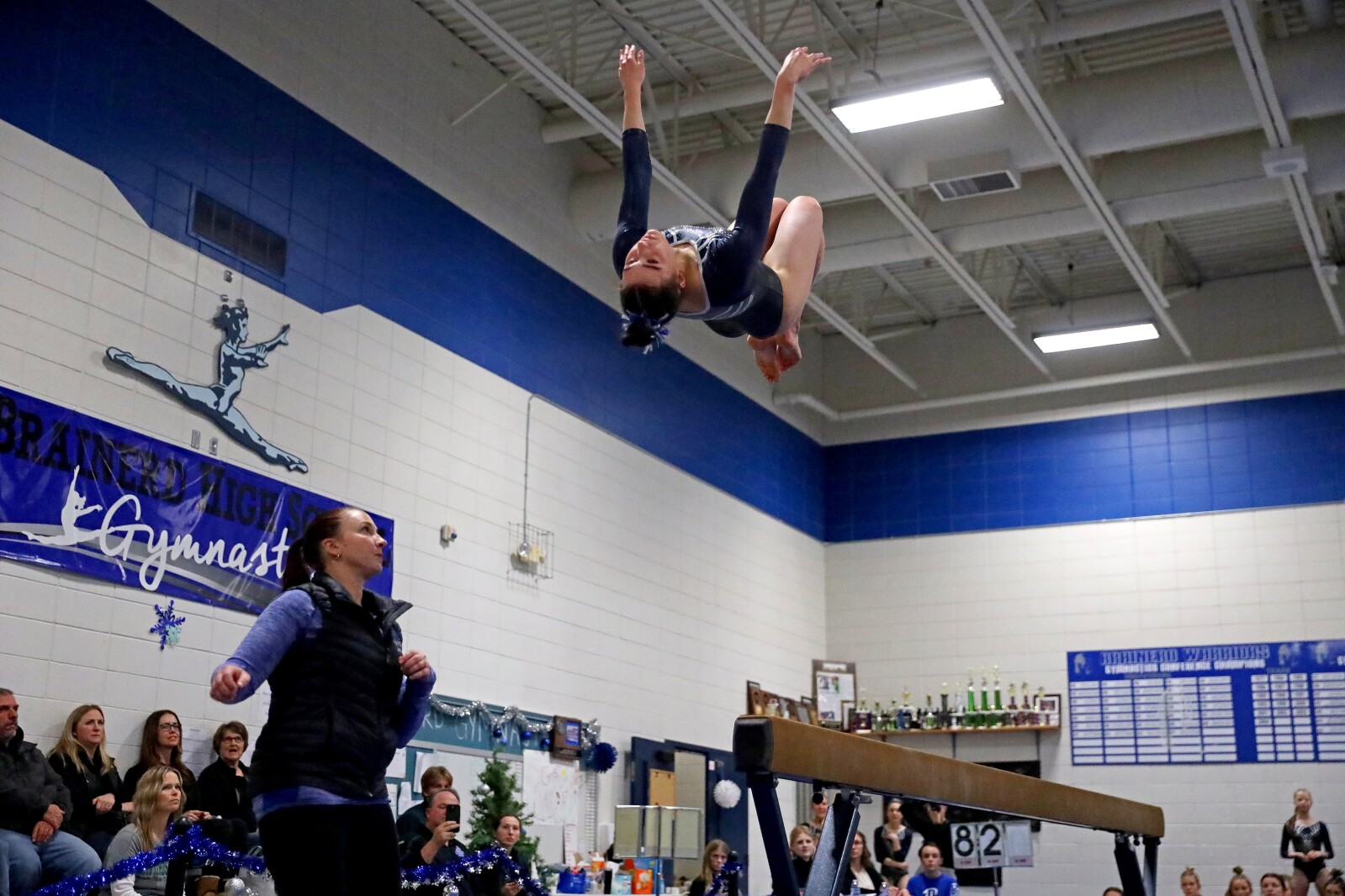 Brainerd gymnastics against Sauk Rapids on Friday, Jan. 13, 2023, at Brainerd.