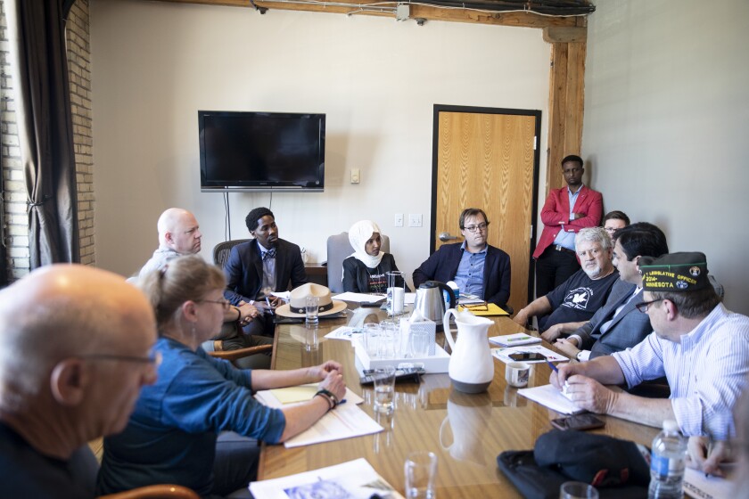 Ilhan Omar meets with veterans and peace activists