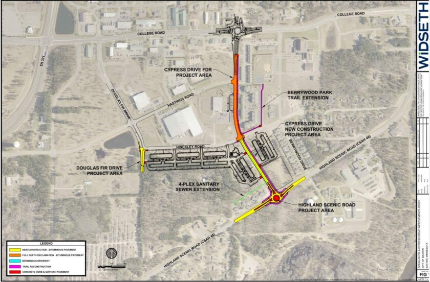 A map showing where apartment buildings would go along with the Cypress Drive connection.