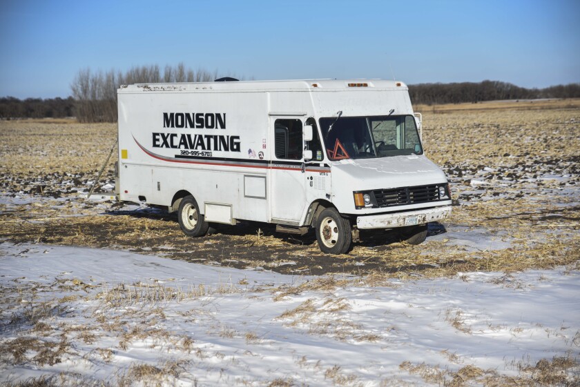 A Monson Excavating Truck parked Chad Monson’s property in Willmar.