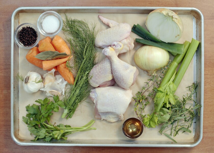 You can make chicken stock with ingredients used to build flavor that are cooked for 2-3 hours.Dave Wallis / The Forum