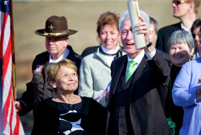 Former President Bill Clinton and former Grand Forks mayor Pat Owens