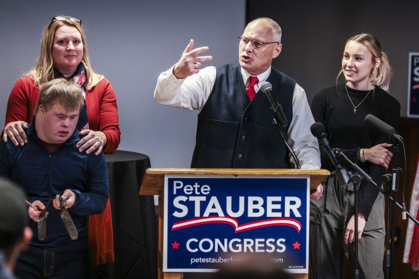 Politician speaking at podium