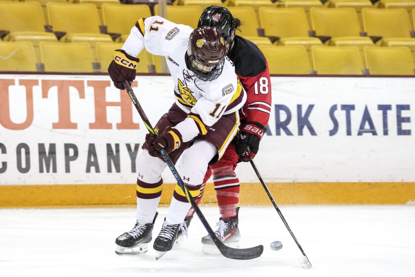 college women play ice hockey