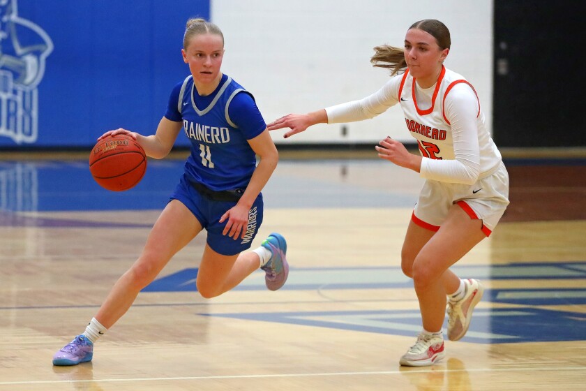 Kylee Soons from Brainerd takes the ball on the field against Moorhead, Wednesday, February 26, 2025, in Brainerd.