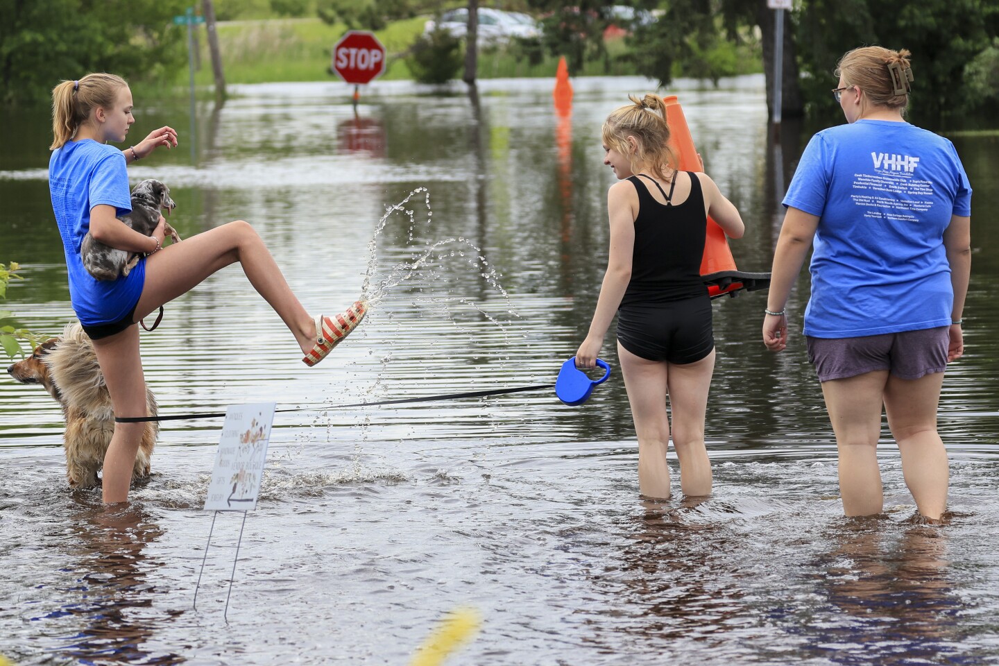 floodwaters in small town