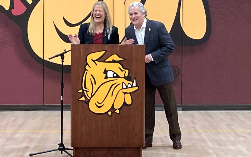 Karen Stromme and Gary Holquist laugh