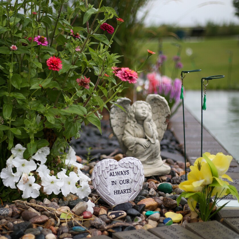 Loved ones can be memorialized with bricks or garden features.