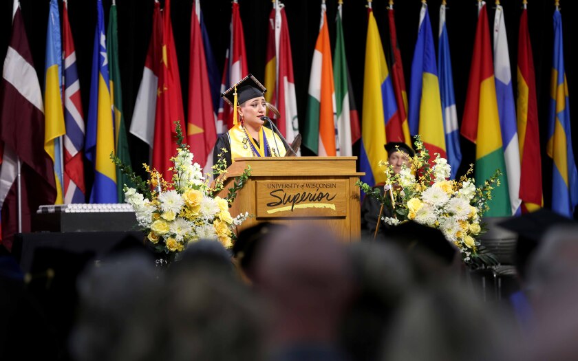 Graduate speaks during ceremony