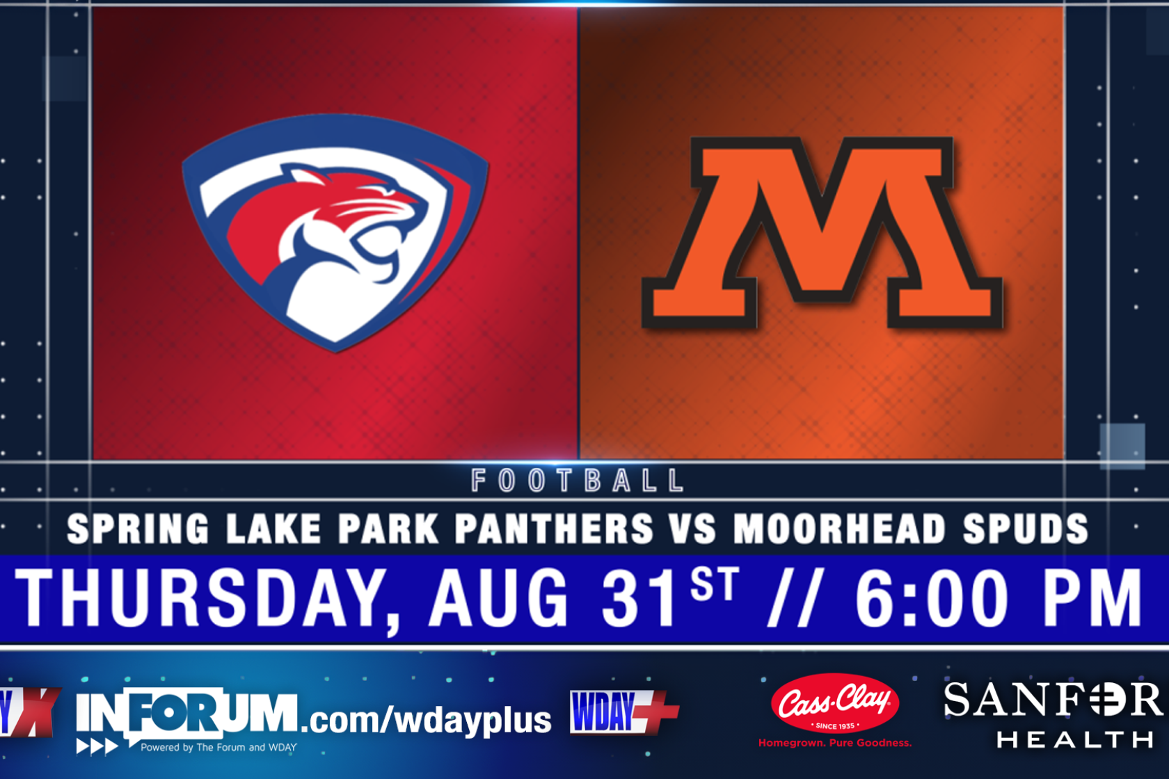 Live at 6 p.m. Moorhead Spuds vs Spring Lake Park Panthers on the WDAY
