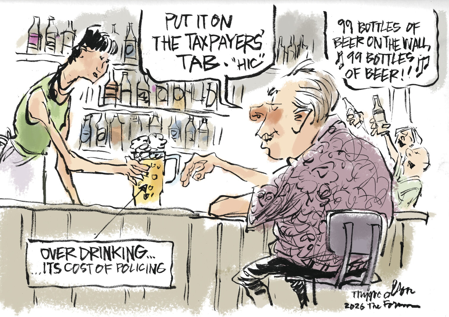 Trygve Olson cartoon: Overdrinking tab