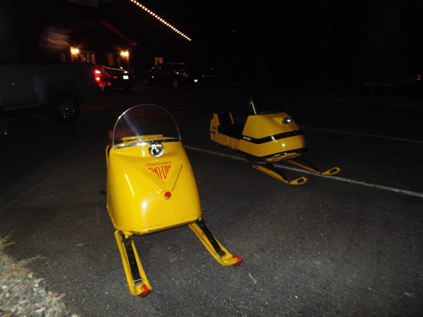Antique snowmobiles belonging to club members were on display for the 50th anniversary celebration of the Gull Lake Drifters.