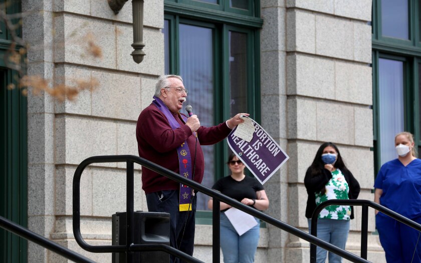 Man speaks during a protest