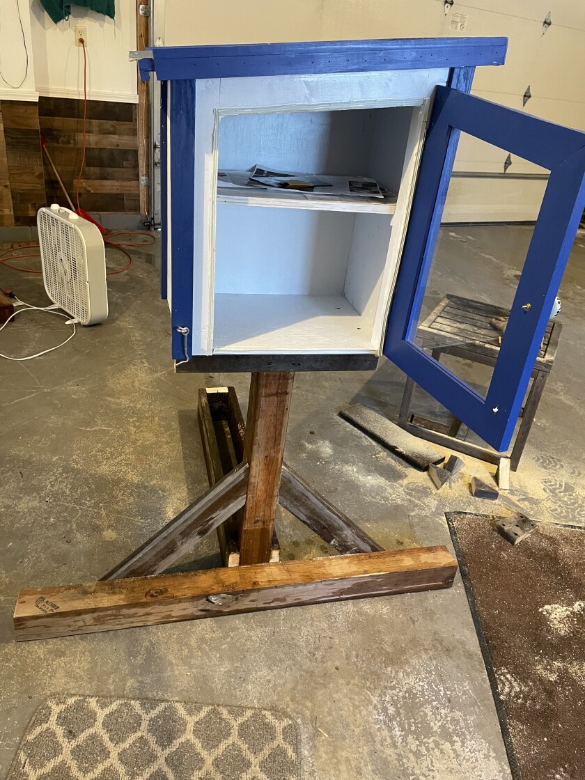 Brainerd Junior Jaycees Little Free Library on a stand