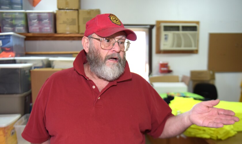 Legionville Camp Manager Roy Kruger talks Tuesday, Nov. 28, about the bog frozen into the shallow water of the Legionville School Safety Patrol Training Center’s beach on North Long Lake in Merrifield. Steve Kohls / Forum News Service