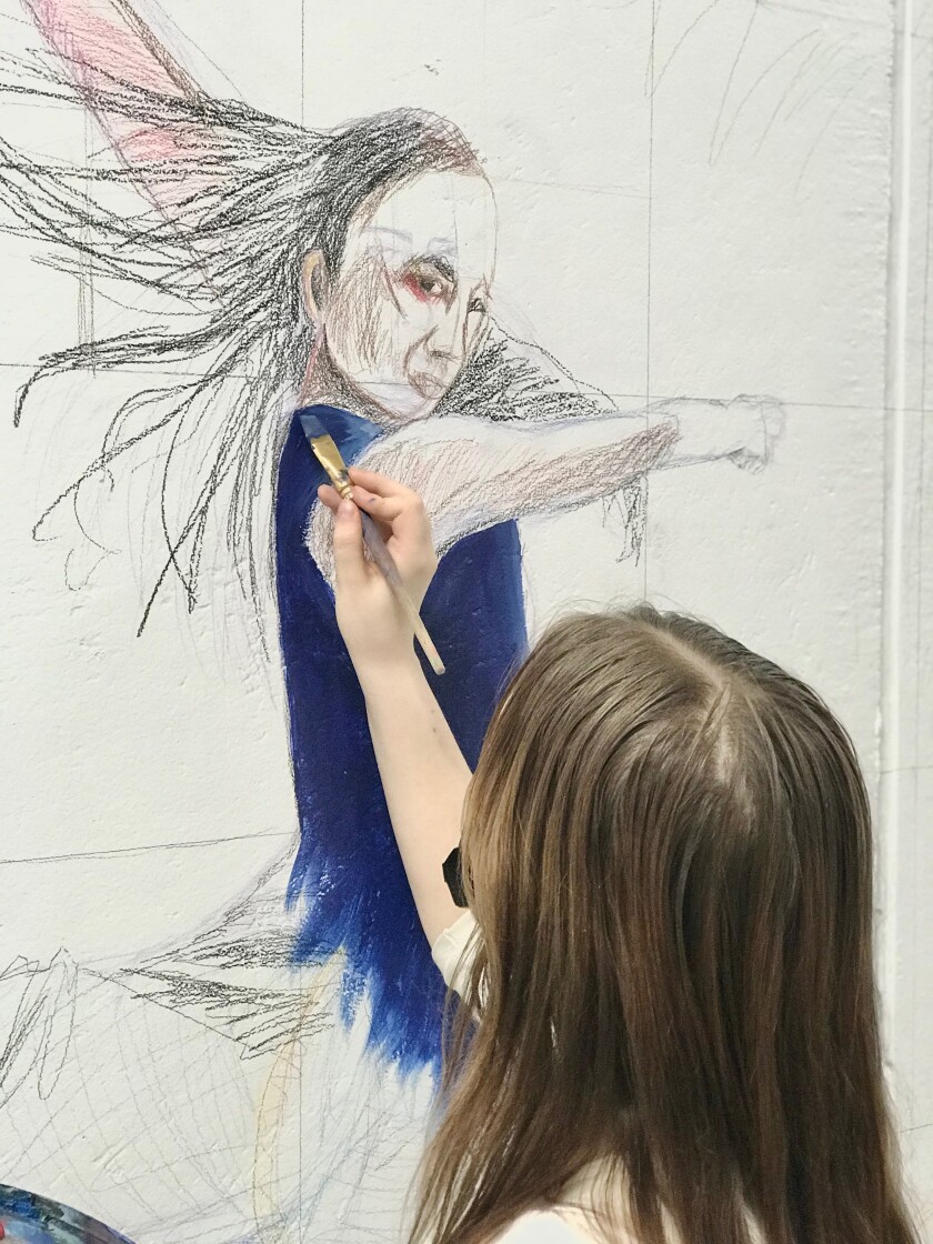 Moose Lake student paints mural 1