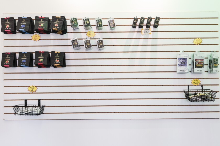 Mostly empty product wall