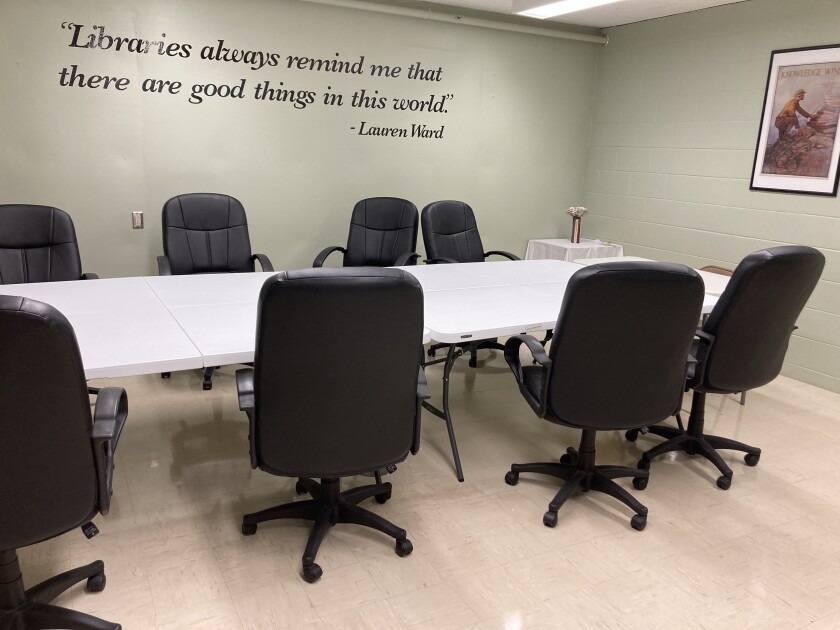 One of the basement rooms of the Worthington branch of the Nobles County Library has been converted into a conference room.