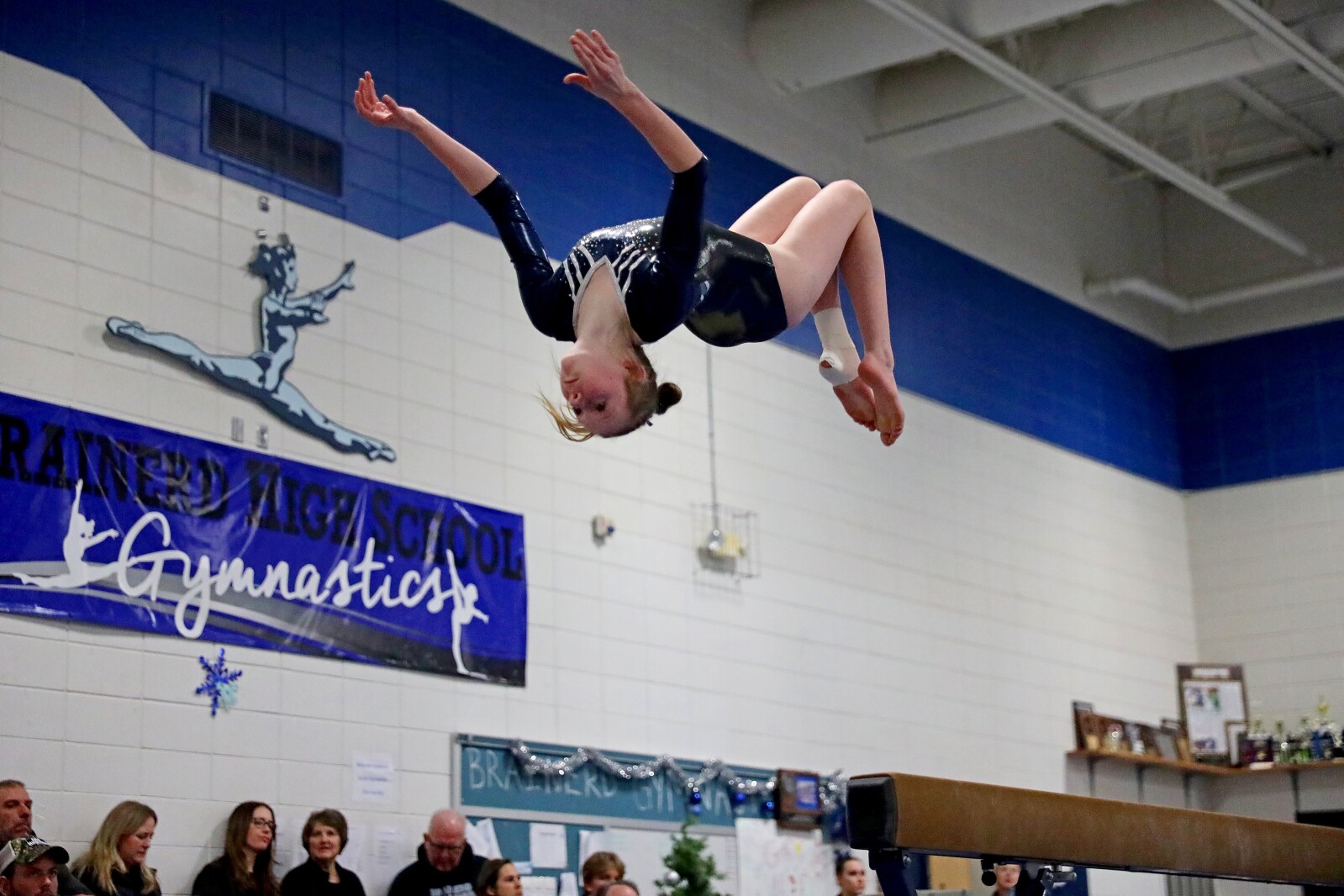 Brainerd gymnastics against Sauk Rapids on Friday, Jan. 13, 2023, at Brainerd.