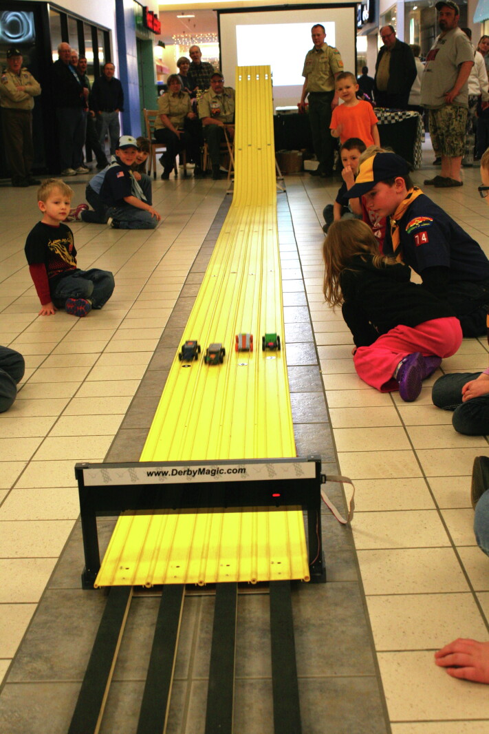 Cub Car Races Area Cub Scouts race cars in Pinewood Derby - Pine and Lakes Echo ...