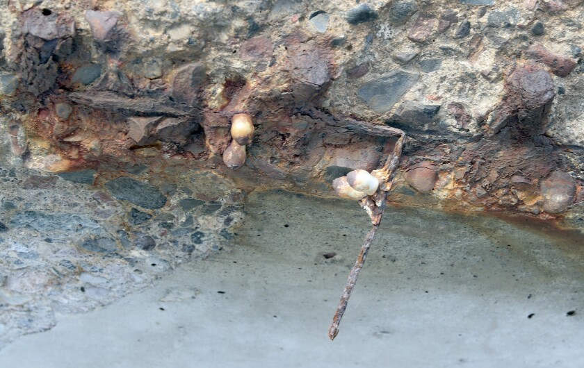 Rusting steel on a county bridge