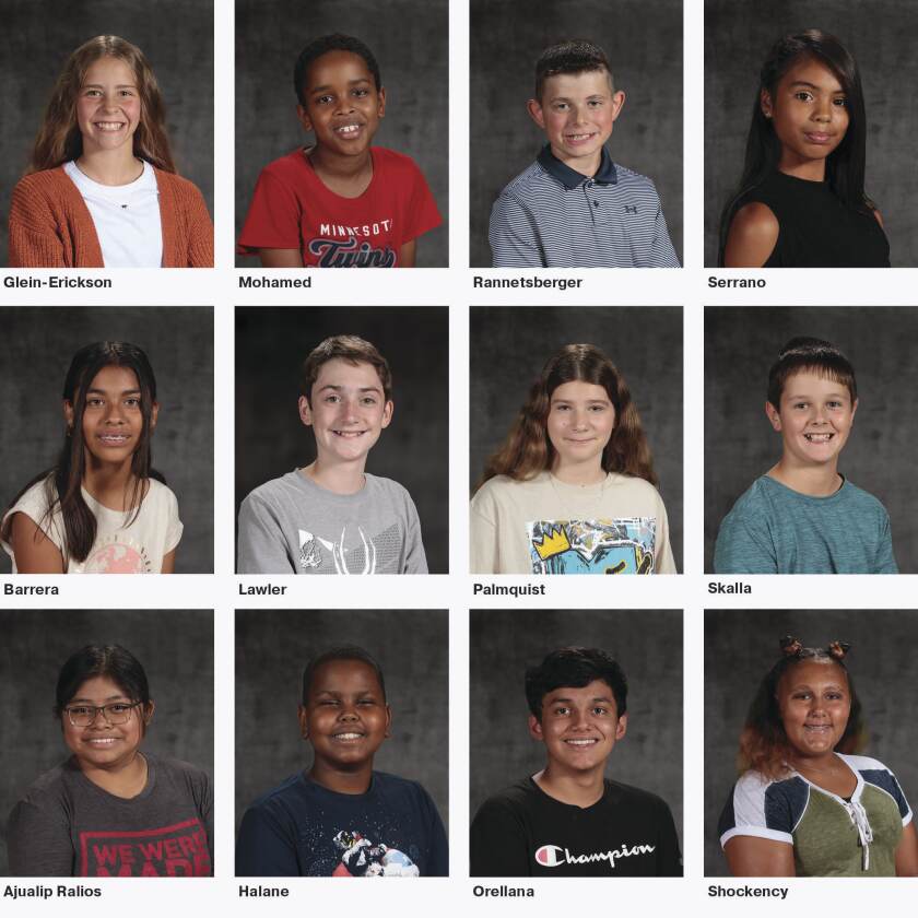 Grouping of all the mug shots of the September Willmar Middle School students of the month