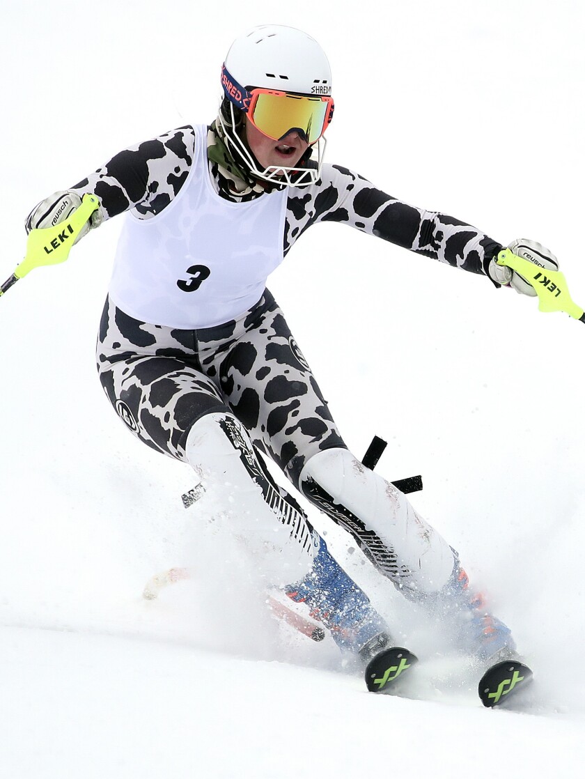 Skier makes a turn.