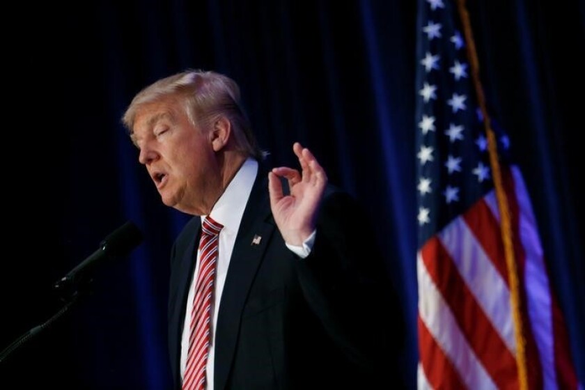 Republican U.S. presidential nominee Donald Trump speaks at an American Renewal Project event at the Orlando Convention Center in Orlando, Florida August 11, 2016. REUTERS/Eric Thayer