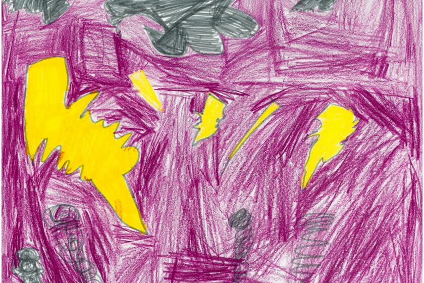 Drawing of storm clouds and lightning.