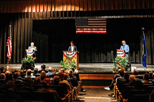 Finalists from the 2024 Great American Think-Off debate take the stage in New York Mills.