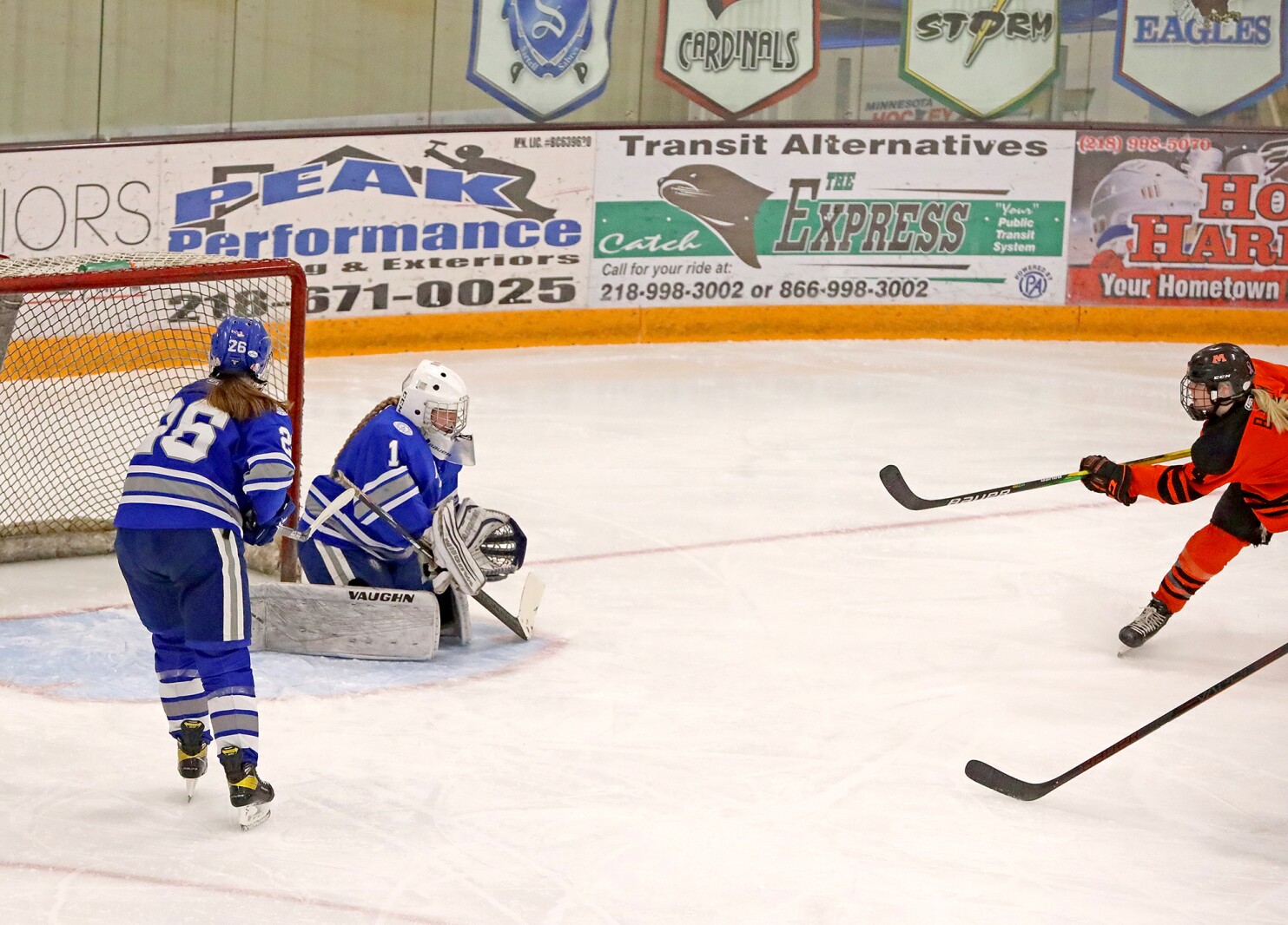 Brainerd/Little Falls girls hockey take on the Moorhead Spuds Thursday, Feb. 17, 2022, during the Section 8-2A Section Final in Fergus Falls.