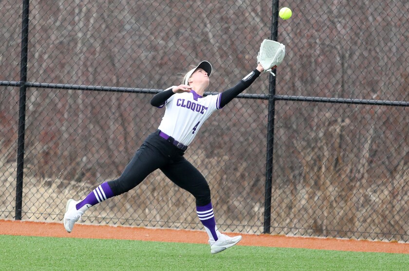 Cloquet’s Dana Jones (4) tries to run down a fly ball in the first inning