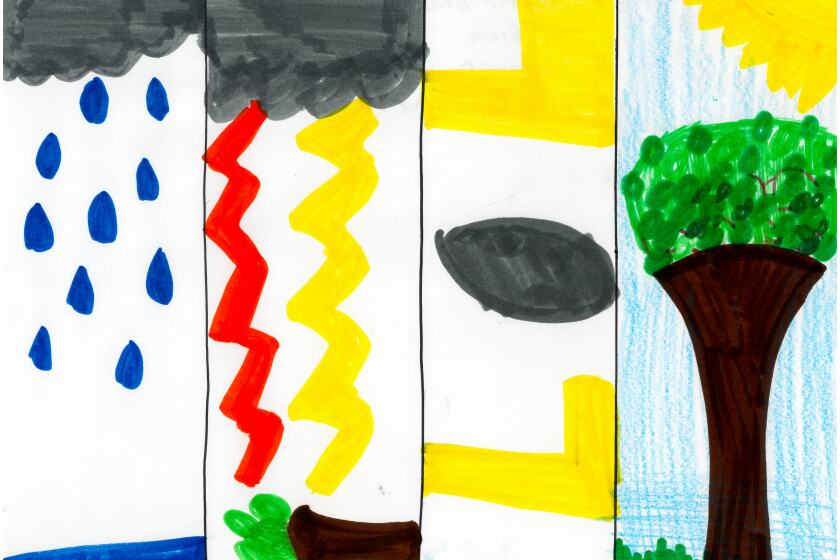 A drawing of different kinds of summer weather.