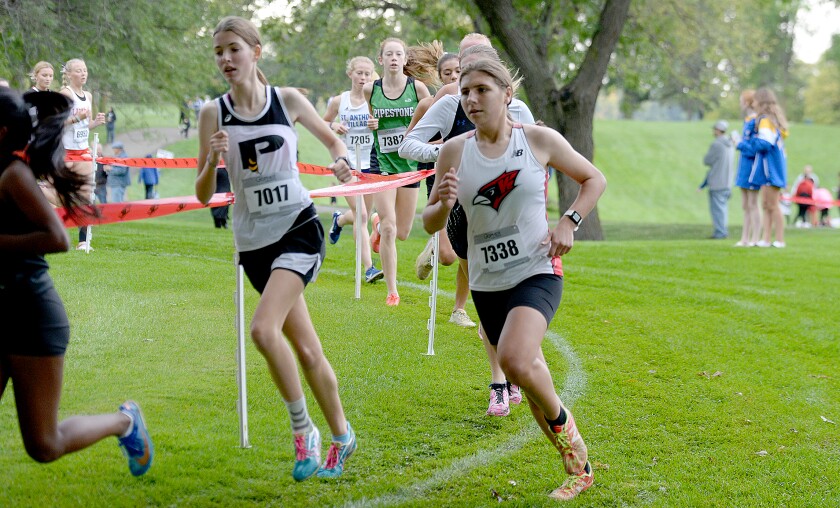 Willmar junior Jaidyn Flolo rounds the corner midway through her race at the Willmar Invitational on Saturday, Oct. 1, 2022 at Eagle Creek Golf Club in Willmar.