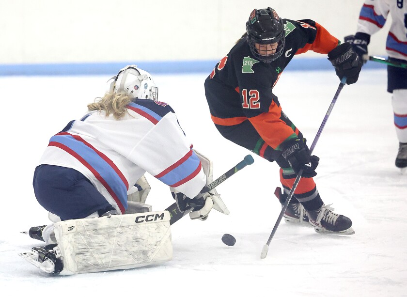 Player shoots on goalie.