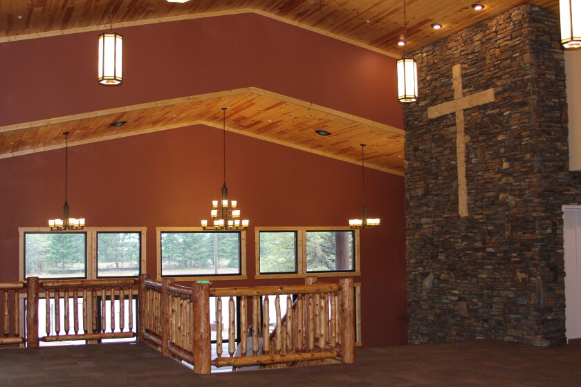 The Log Church's new entrance leads into a large gathering area for food and fellowship. Photo by Dan Determan