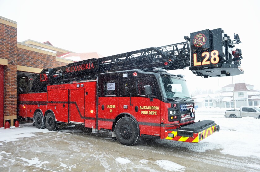 Fire truck backing into station