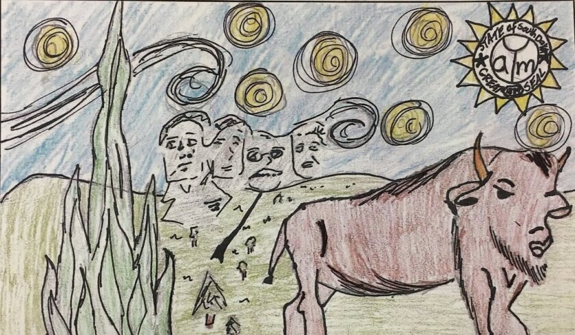 Hayden Mette, a third-grader at Parkston Elementary School, drew this winning design for the state Youth Art Month flag competition. (Submitted photo)