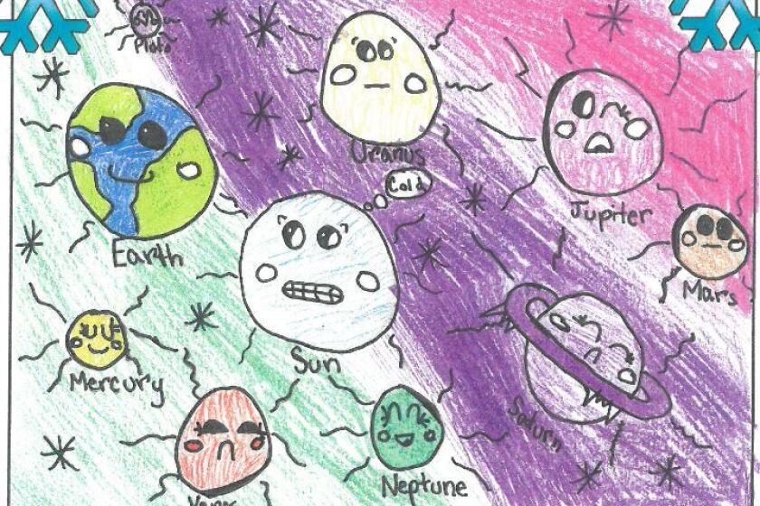 Minnesota winters make even the solar system shiver. Weather drawing by Alexa Pietig in Mrs. H. Johnson's fifth-grade class Team 5A at Forestview Middle School.