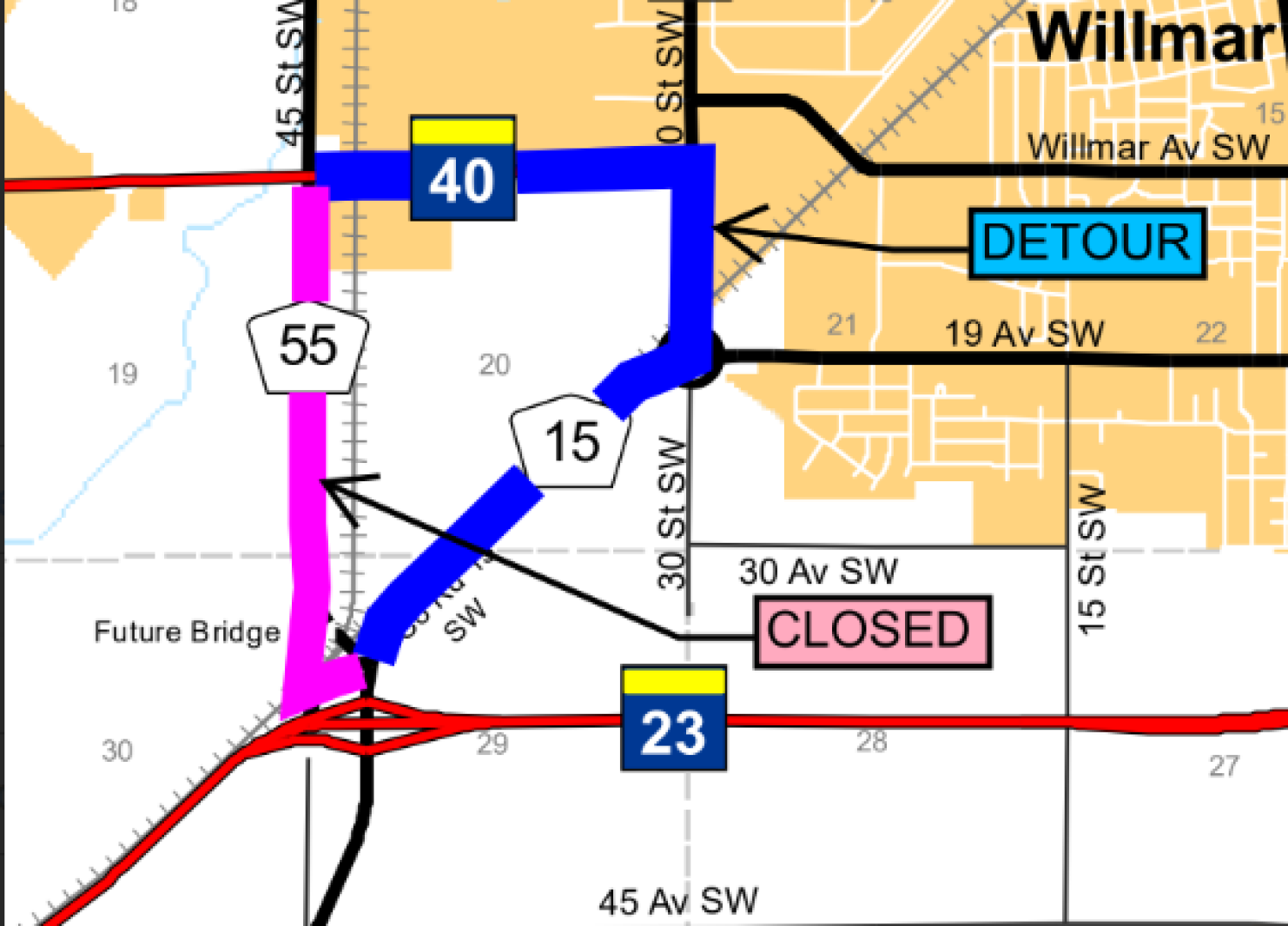 Kandiyohi County announces detour